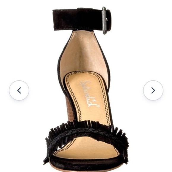 SPLENDID Black Suede Jakey Ankle Strap Block Heel Sandals 10 sexy party cocktail - Picture 8 of 15